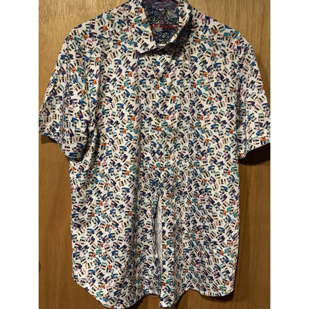 Robert Graham POLAROIDS  Shirt Large Classic Fit Short Sleeve  (Z1)